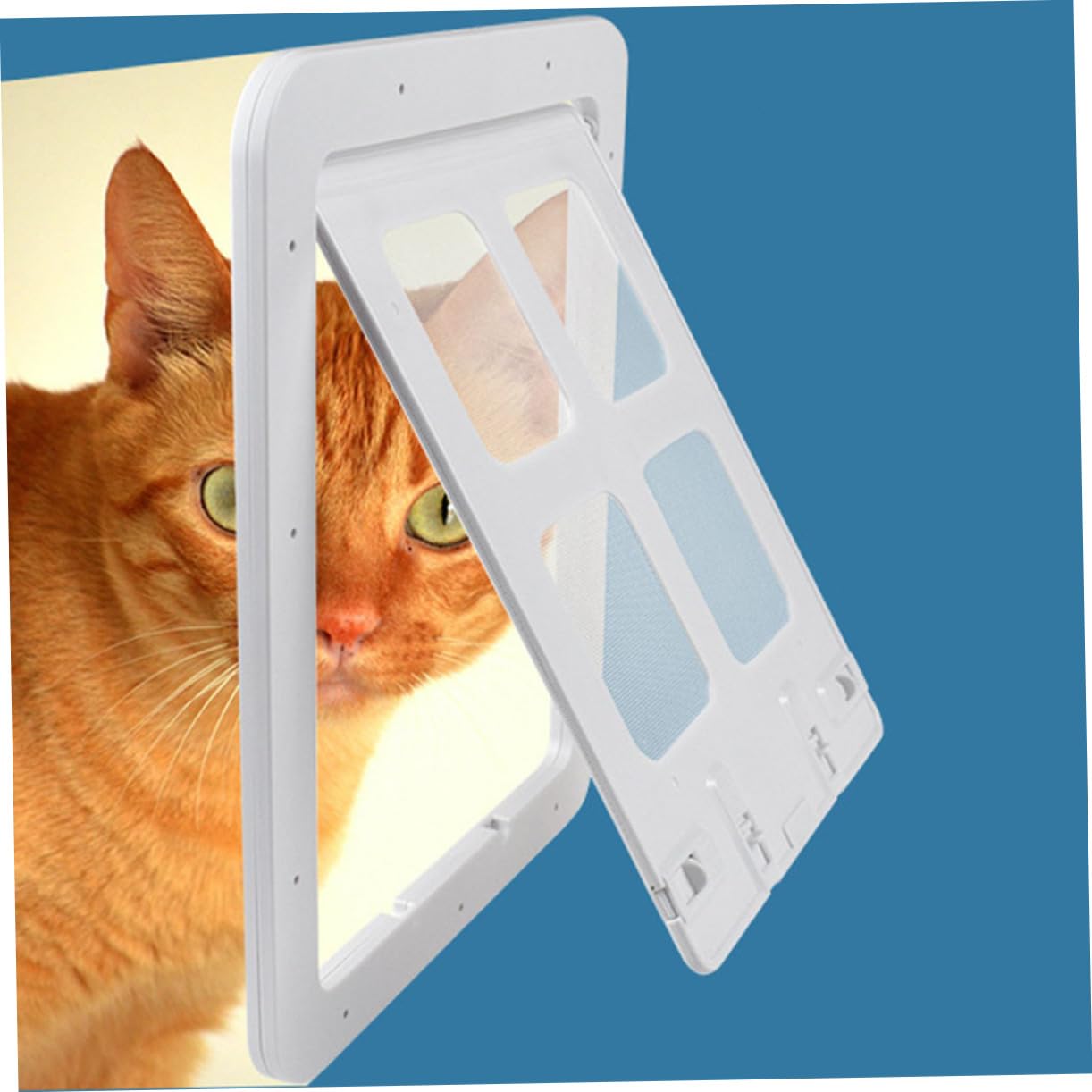 Chatière pour Chien et Chat en PC et Nylon, Blanche | Volet de Remplacement, Circulation D’air Pratique, Entrée et Sortie Faciles pour Animaux