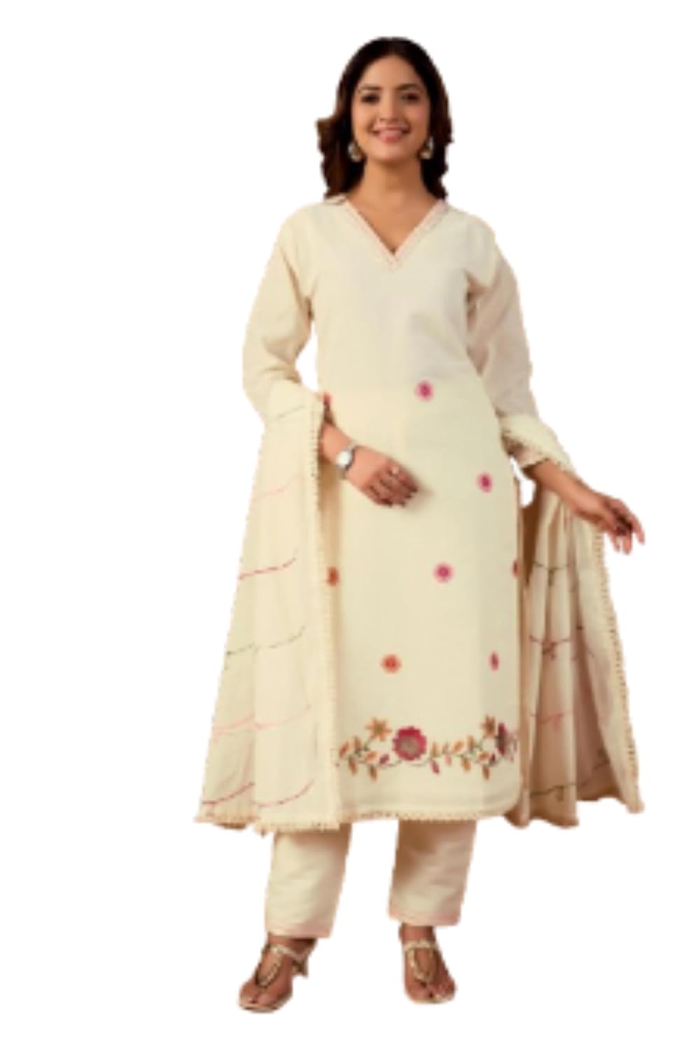 Women’s Thread Embroidery Work Straight Kurta Pant with Dupatta Set - Review, Price and Buying Guide