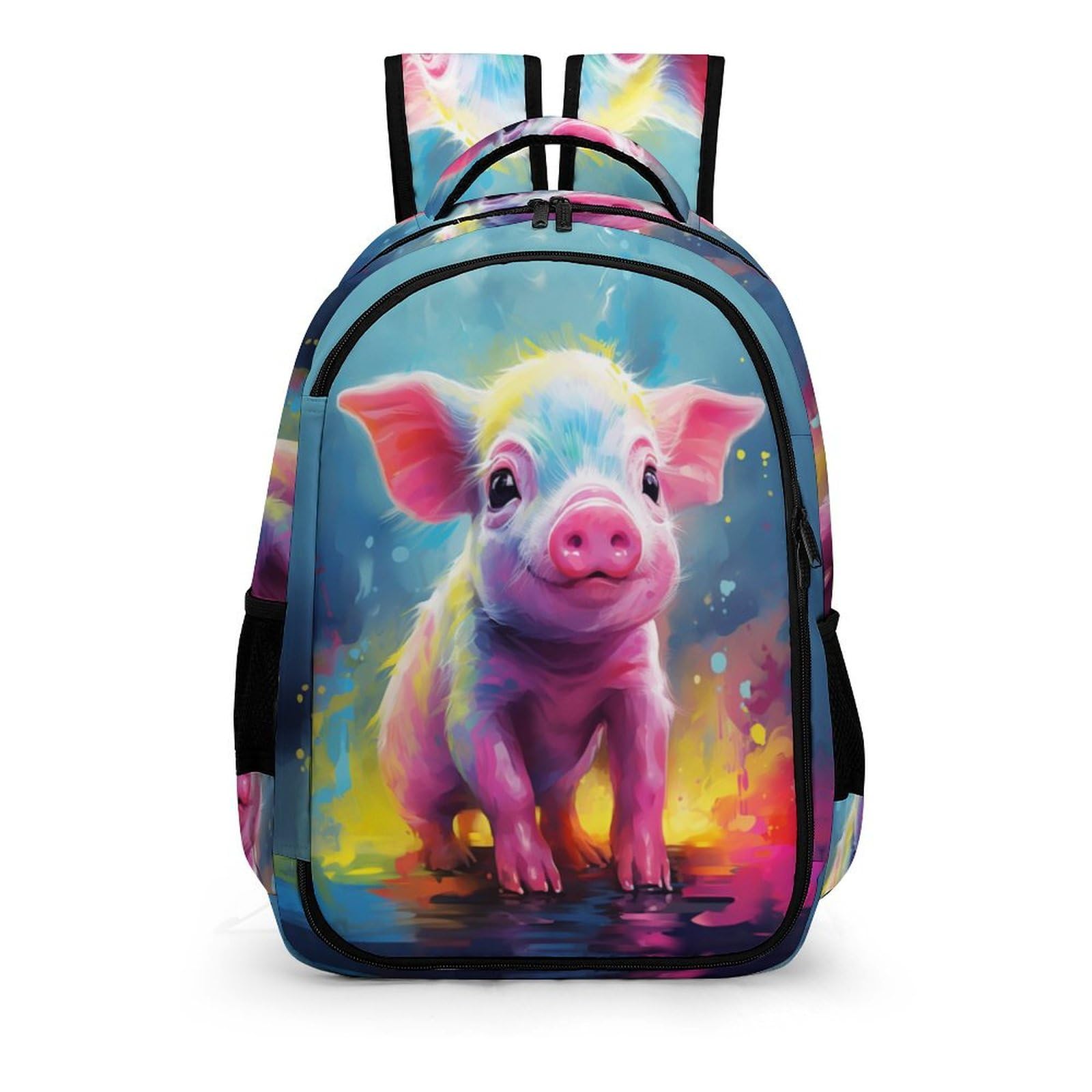 TPISLI Colorful Pig Print Backpack Popular Bookbag School Animal Pig Rucksack for Elementary Or Middle School Boys And Girls