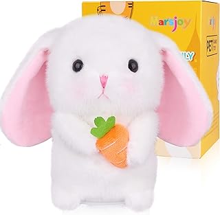 Marsjoy Easter Bunny Talking Rabbit Repeats What You Say Robot Plush Stuffed Animal Interactive Electronic Pet, Dancing Shaking Robotic Recording Toy, Animated Toy Pet for Girl Boy Kid H: 6.3"