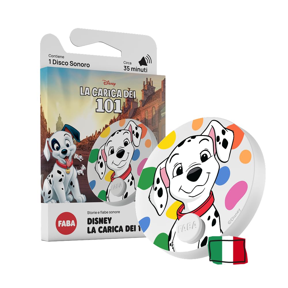 FABA Disco Sonoro Disney - La carica dei 101 - Storie e fiabe sonore per bambini e bambine 5-10 anni - Ascoltabile con il Raccontastorie e FABA+, gioco educativo versione italiana