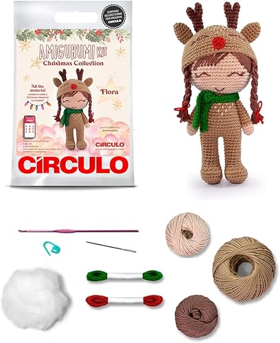 CIRCULO Círculo Amigurumi - Kit de ganchillo - Navidad - Todo incluido, instrucciones fáciles - Intermedio - Juego de ganchillo - Kit de ganchillo