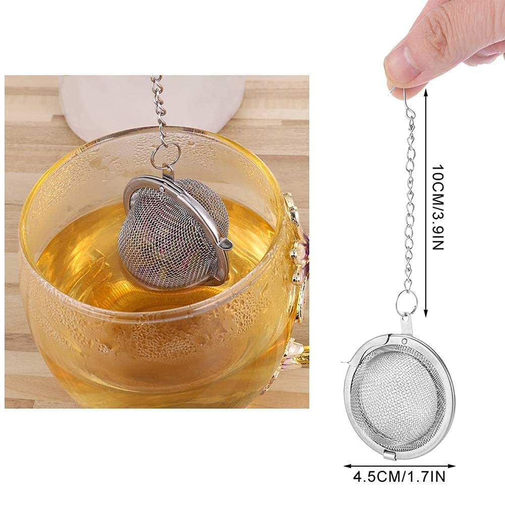 4 Piezas Colador de té 4,5 cm, Infusor de Bola de té, Infusor de Bola de té de Malla de Acero Inoxidable, con Gancho de Cadena extendido, para té de Hojas Sueltas y Especias y condimentos