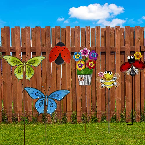 Metal Garden Stakes Spring Yard Sign Decorative Plant Stake Lawn Art Patio Decor Pathway Ornaments Indoor Outdoor Decoration (Ladybug) #TOP3