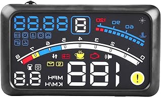 Keenso 5,5"Universal Hud Heads Up Display, Auto F4 KMH MPH Überdrehzahl Alarm Tacho Windschutzscheibe Projektionsfolie 12V...