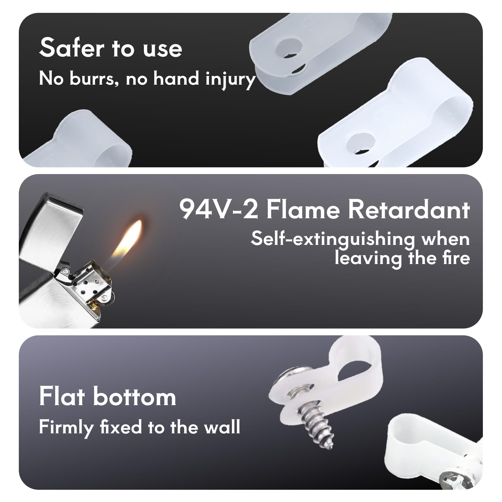 100pcs Fermacavo Tipo R In Nylon Bianco Per Gestione Cavi Elettrici Interni Ed Esterni Con Viti Incluse 6,4 mm Fermacavo Da Muro Riutilizzabile Per Casa Ufficio Garage
