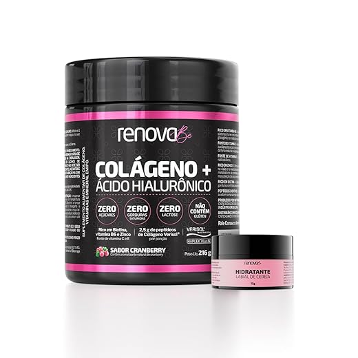 Kit Colágeno Hidrolisado Verisol com Ácido Hialurônico Anti-idade + Hidratante Labial Cereja Renova Be