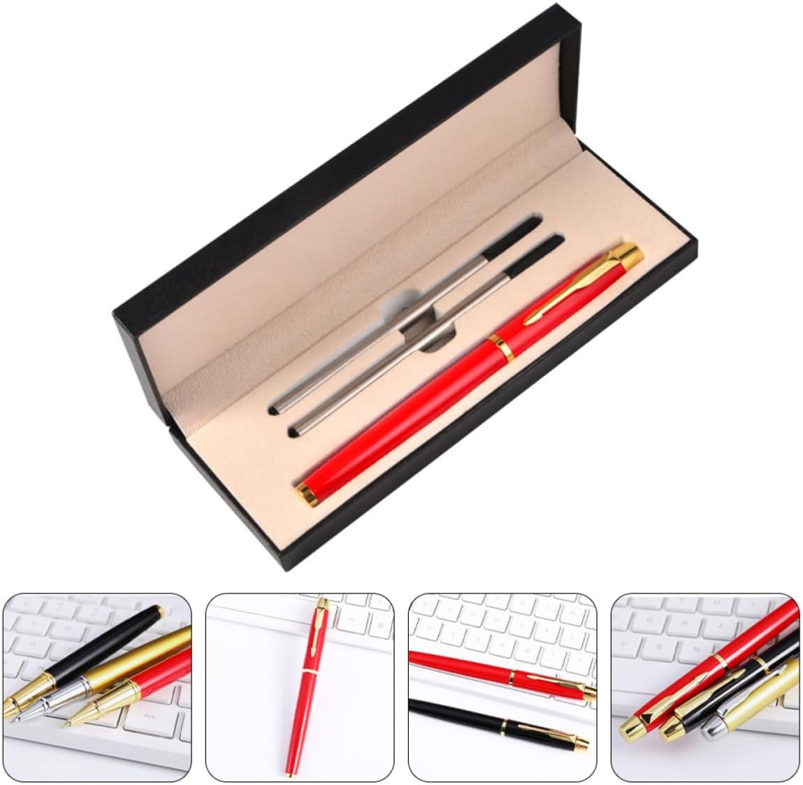 Modern Stainless Steel Metal Pen Set with Smooth Writing and Refillable Ink, for Business Events and Office Use, Includes Stylish Ballpoint Pens