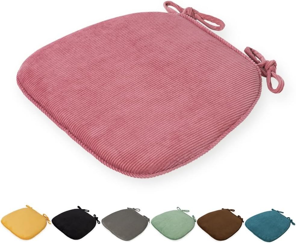 Coussins de chaise en velours côtelé épais de forme U rose lavables