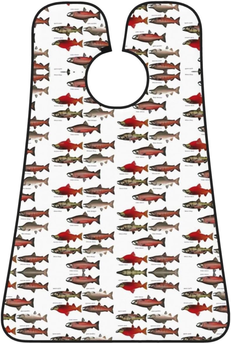 Salmon Print Beard Bib Apron, Shaving Apron For Dad, Men'S Hair Catcher For Shaving Best Gifts For Dad