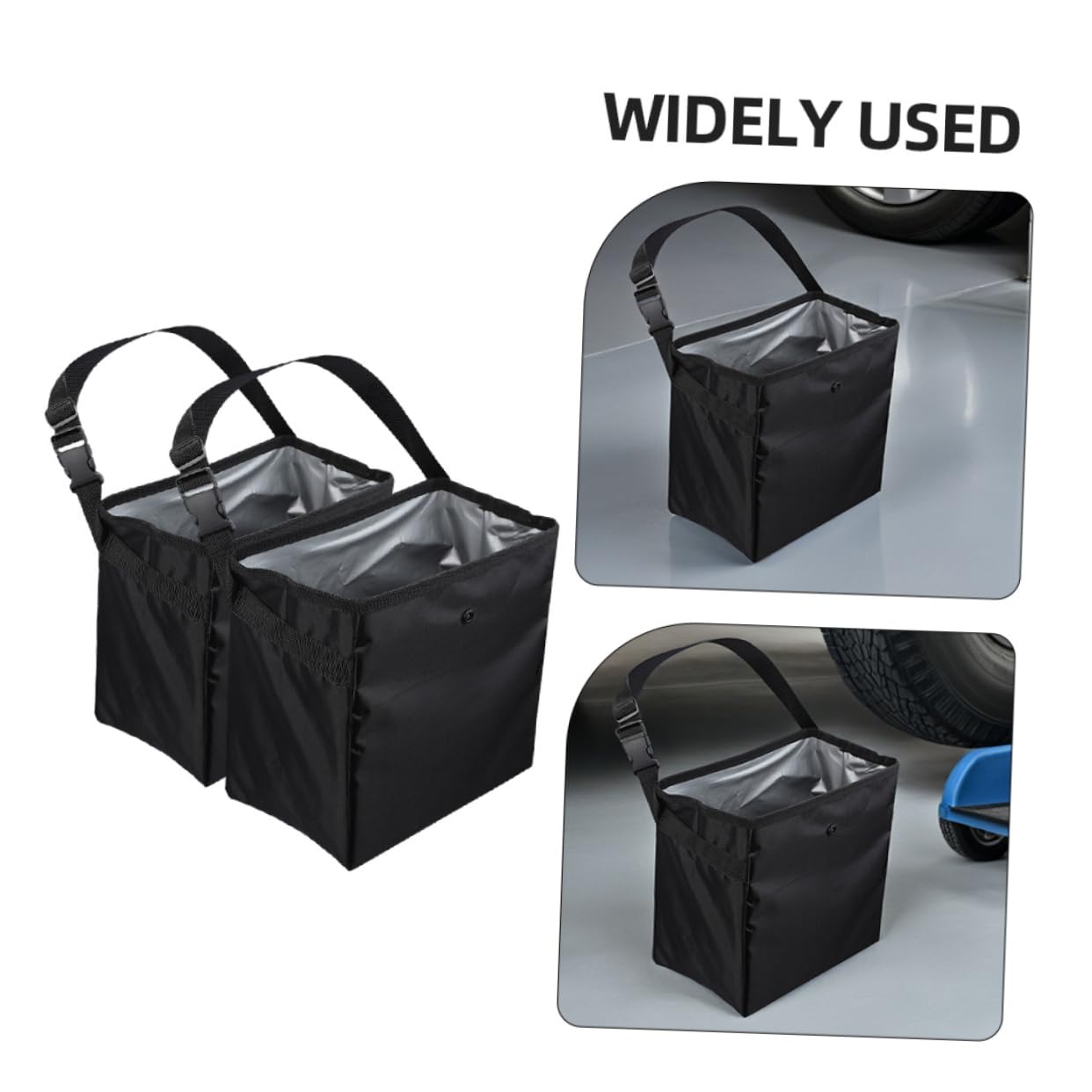 Alipis Auto Müllbehälter 8, 5l 2 Stück aus Nylon und Pvc Schwarz | Reisen und Camping, Multifunktionale Aufbewahrungsbox für Werkzeug und Spielzeug, Tragbar und Leicht