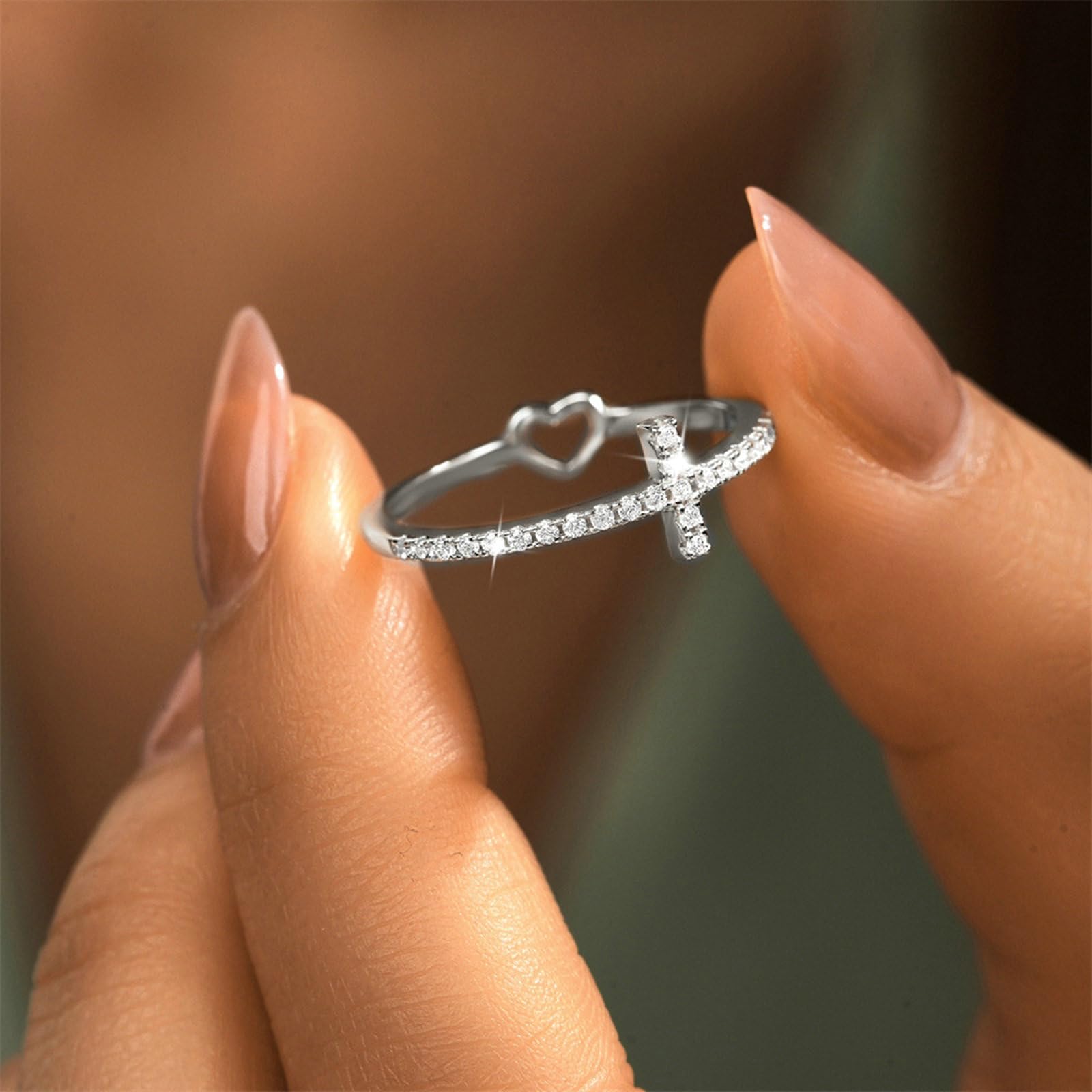 Anillos de moissanita para mujer, oro amarillo de 9 quilates, 14 quilates, 18 quilates, anillo de eternidad con moissanita y corazón hueco