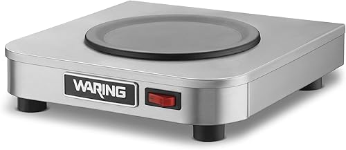 Waring Commercial WCW10 Café Deco - Calentador de jarra de café individual, 120 V, enchufe de 5 a 15 fases, quemador individual plateado