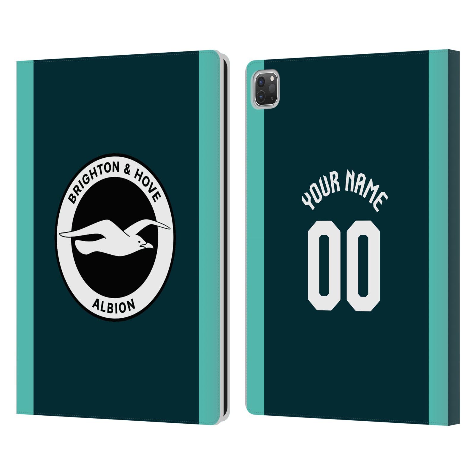 Head Case Designs sous Licence Officielle Brighton & Hove Albion F.C Coutume Personnalisé Troisième Kit Badge 2026/27 Étui Portefeuille en Cuir Compatible avec Apple iPad Pro 12.9 2020/2021/2022