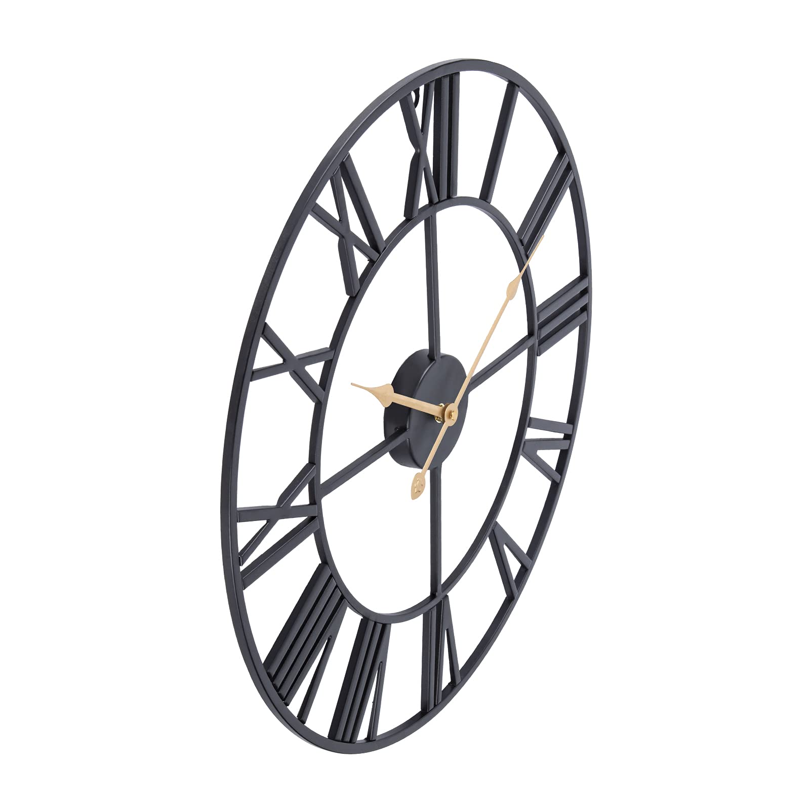 ACCSHINE Grande Horloge Murale sans tic-tac - Silencieux - 60 cm - Chiffres Romains - Horloge Murale à Quartz - Fonctionnement Facile à Lire - pour Chambre à Coucher, Cuisine, Chambre à Coucher,