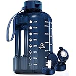 AQUAFIT 1 Gallon Water Bottle with Time Marker - Straw & Chug Lid - BPA Free Gym Water Bottle with Straw - Big Gallon Jug (Nebula 2, 128 oz - 2 Lids)