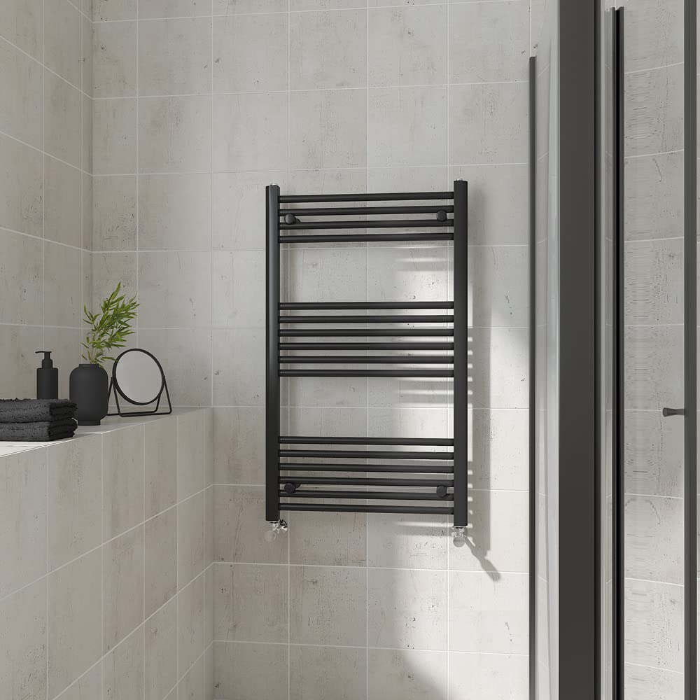 Warmehaus Straight Heated Towel Rail Black Bathroom Radiator 1000x600mm โ image 1