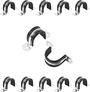 JDHGSHL 1 Inch Rubber Cushioned Pipe Straps 10 Pack - Reinforced U-Bracket Clamps for Secure Conduit & Cable Fixing, Anti-Slip Rustproof