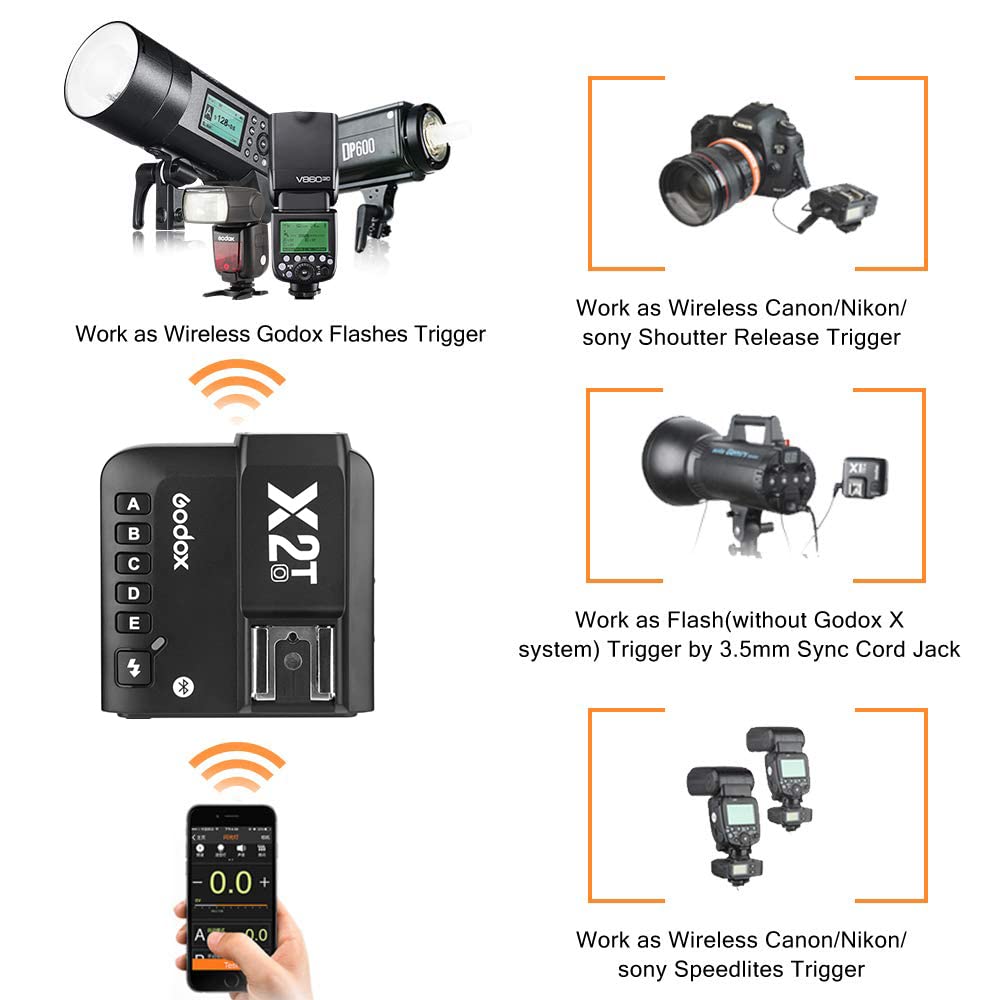 GODOX X2T-O TTL Flash Trigger connessione Bluetooth trasmettitore HSS 1/8000s 5 Pulsanti di Gruppo Separati per Fotocamera Olympus Panasonic