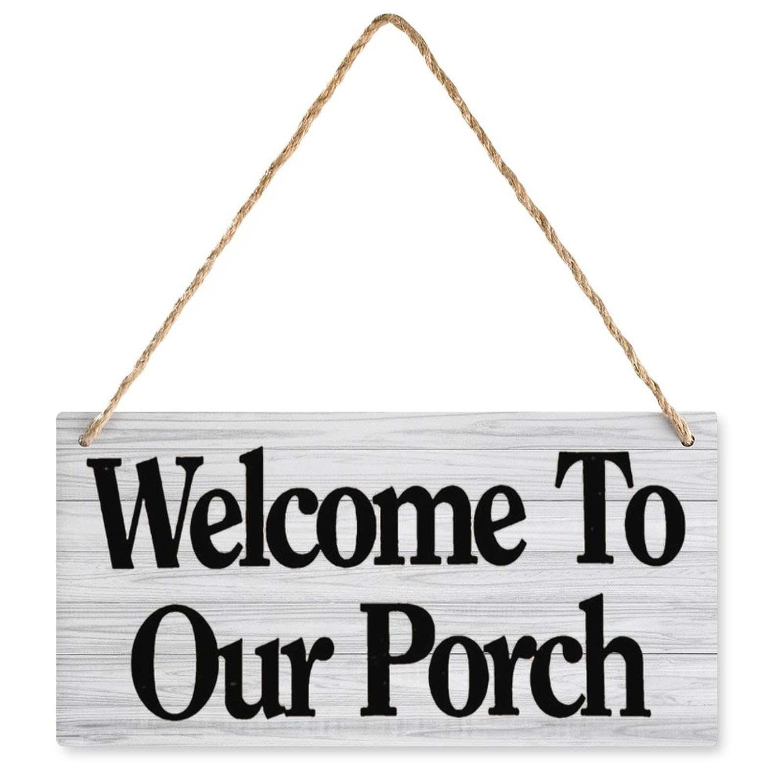 Welcome to Our Porch Wood Door Hanger - 12X6 Inch Rustic Home Decor, Farmhouse Indoor Outdoor Decor for House Party