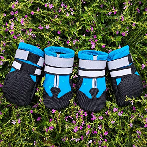 Dog Waterproof Boots Shoes Anti-Slip Booties, With Adjustable Strap And Reflective Strip, Premium Paw Protector Fit For Medium And Large Dogs(4Pcs) #TOP5