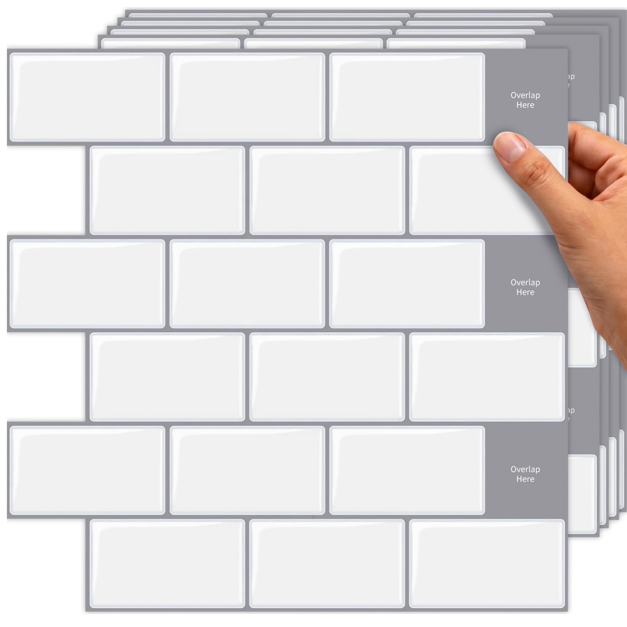 TradeDownCo Peel & Stick Wall Tiles - Thicker Self-Adhesive Premium Tile Stickers for Kitchen, Bathrooms, Laundry Rooms and More, 12"x12"/30x30cm (Cloud White, 10 Sheets)