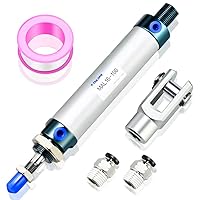 Vista 40 de TAILONZ PNEUMATIC Cilindro de Aire de 16mm Orificio 25mm Carrera de Doble Acción con Conector Y y 2 Piezas de Conexión de 6mm MAL16x25