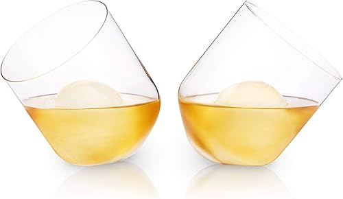 Miniatura 8 de Viski Juego de 2 vasos de whisky de cristal rodante, cristal transparente de primera calidad, vasos clásicos de cóctel de bola baja, juego de regalo