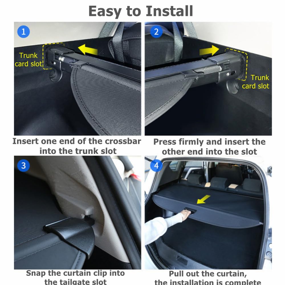 XENITE Coche Retráctil Cubiertas De la Carga Maletero Cubierta Cargo Cover para Volvo XC90 2016-2020 2021 2022 2023 2024 Protectora Interiores Almacenamiento Accesorios,Blackstyle