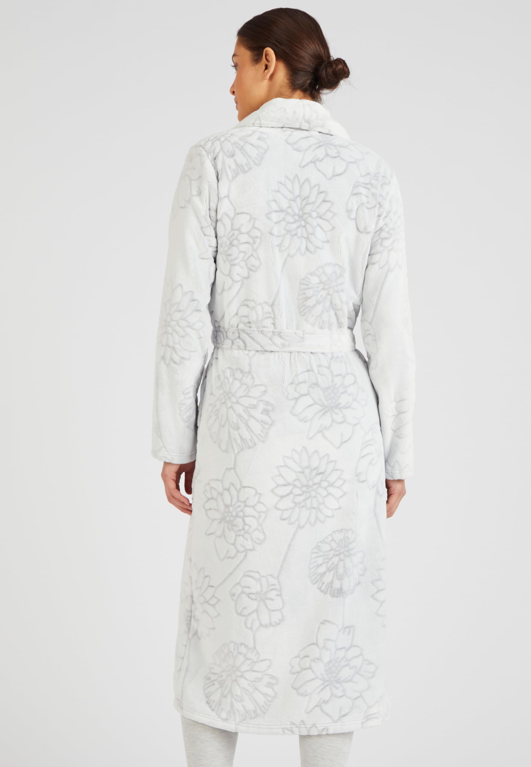 Damart Thermolactyl Femme Robe de Chambre | Maille polaire, Polyester, Long, Col Châle, Manches longues, Vêtement de Nuit, Gris, 42-44
