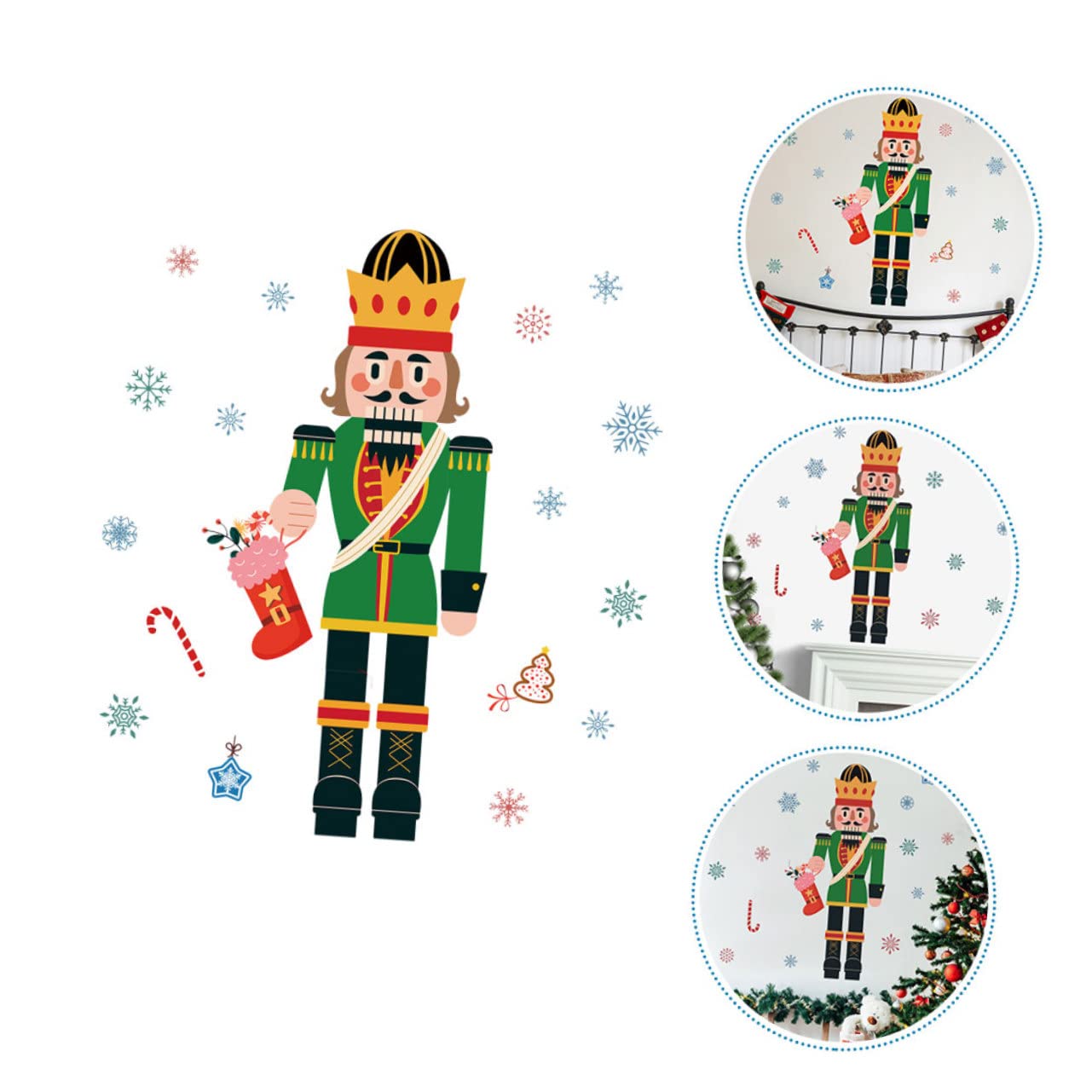 PRETYZOOM 4 Hojas Pegatinas Navideñas para Ventanas Feliz Navidad Calcomanías De Pared Pegatina De Cascanueces De Navidad Calcomanías De Ventana De De Nieve De Polivinilo