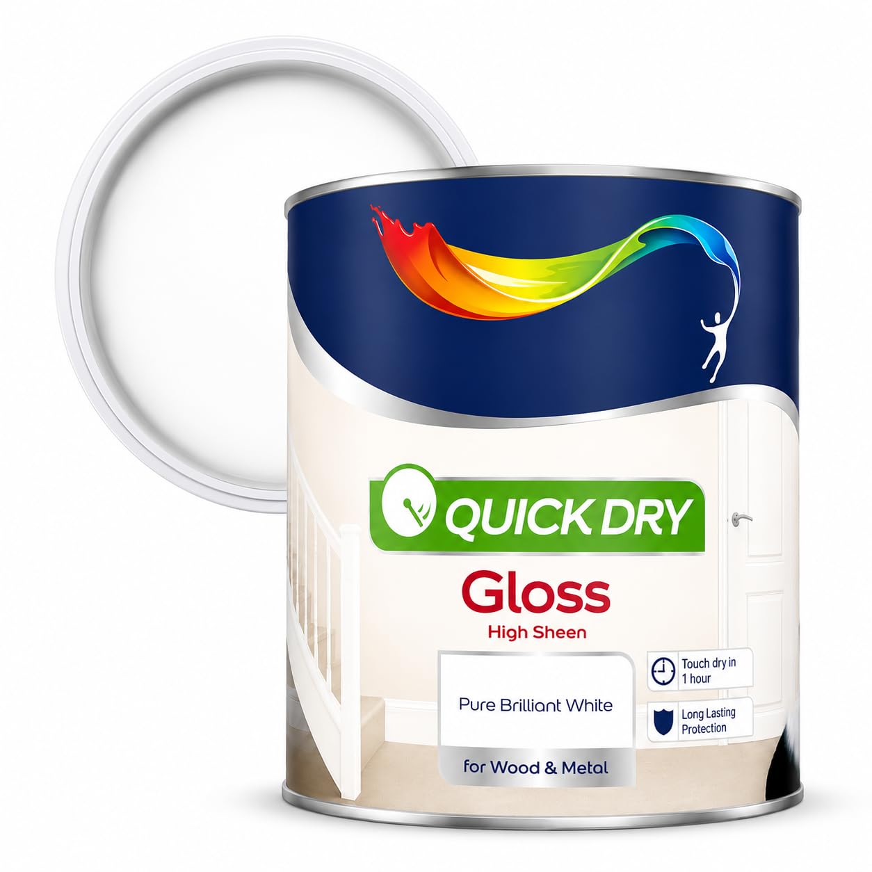 AXpower Inspirational Technology Empowering People Quick Dry Gloss Paint 750ml Pure Brilliant White | Covers up to 9m² per Coat | High Gloss Finish for Interior & Exterior Wood & Metal