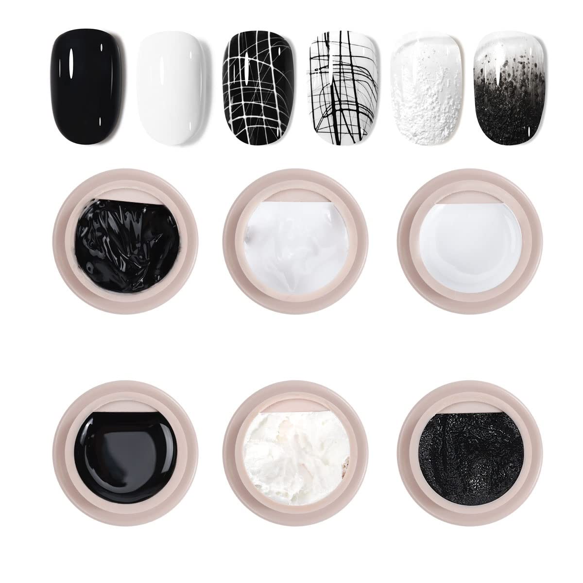 GDCOCO Black&White Painting Series 6 Colors Set Gel Paints Ink 5g Nail Art Design Drawing Gel UV LED Soak Off UV Painting Gel (J227-J232)-image-23