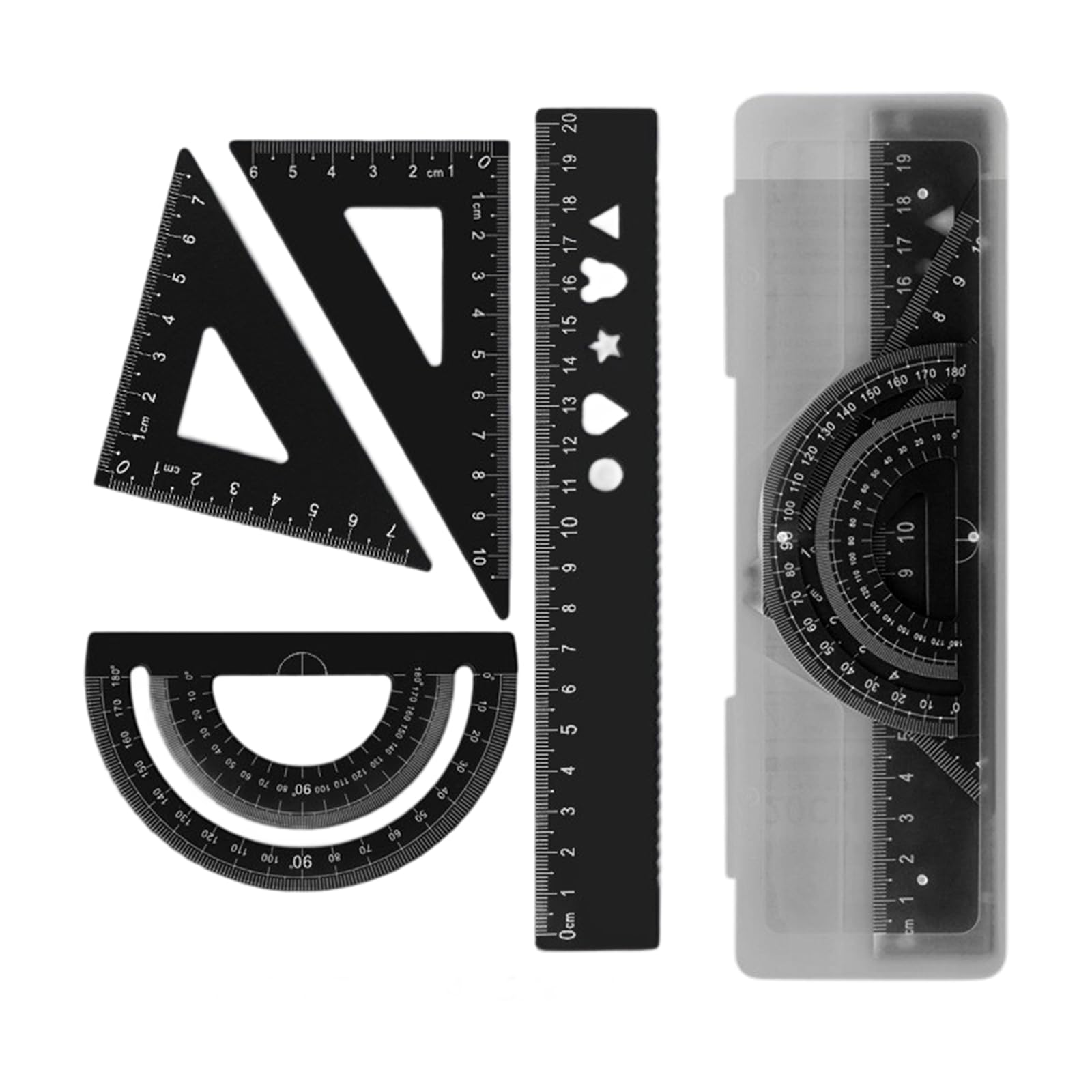 Hsioluted A 4 Pcs Metal Ruler Set Math Geometry Set Triangle Ruler Drawing Tool Drafting Supplies For Rtists Nd Students Math Geometry