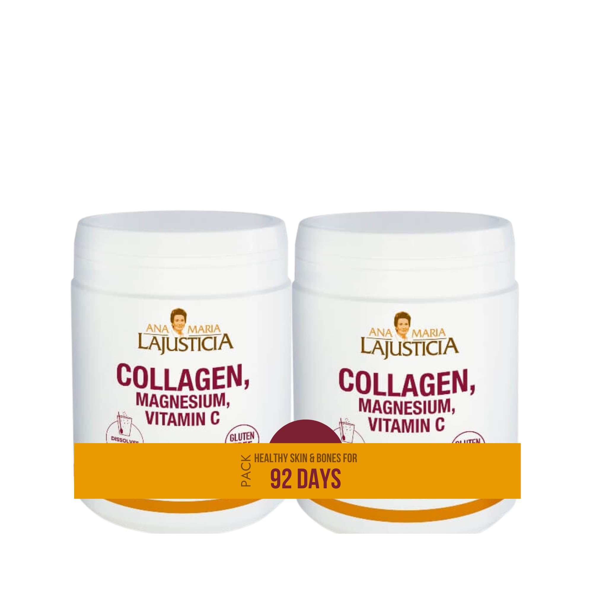 2 Pack - Ana Maria Lajusticia | Hydrolisate Collagen Powder with Magnesium and Vitamin C |for Skin, Nails, Hair and Ligaments | Natural Energy, Strawberry Flavour 350g