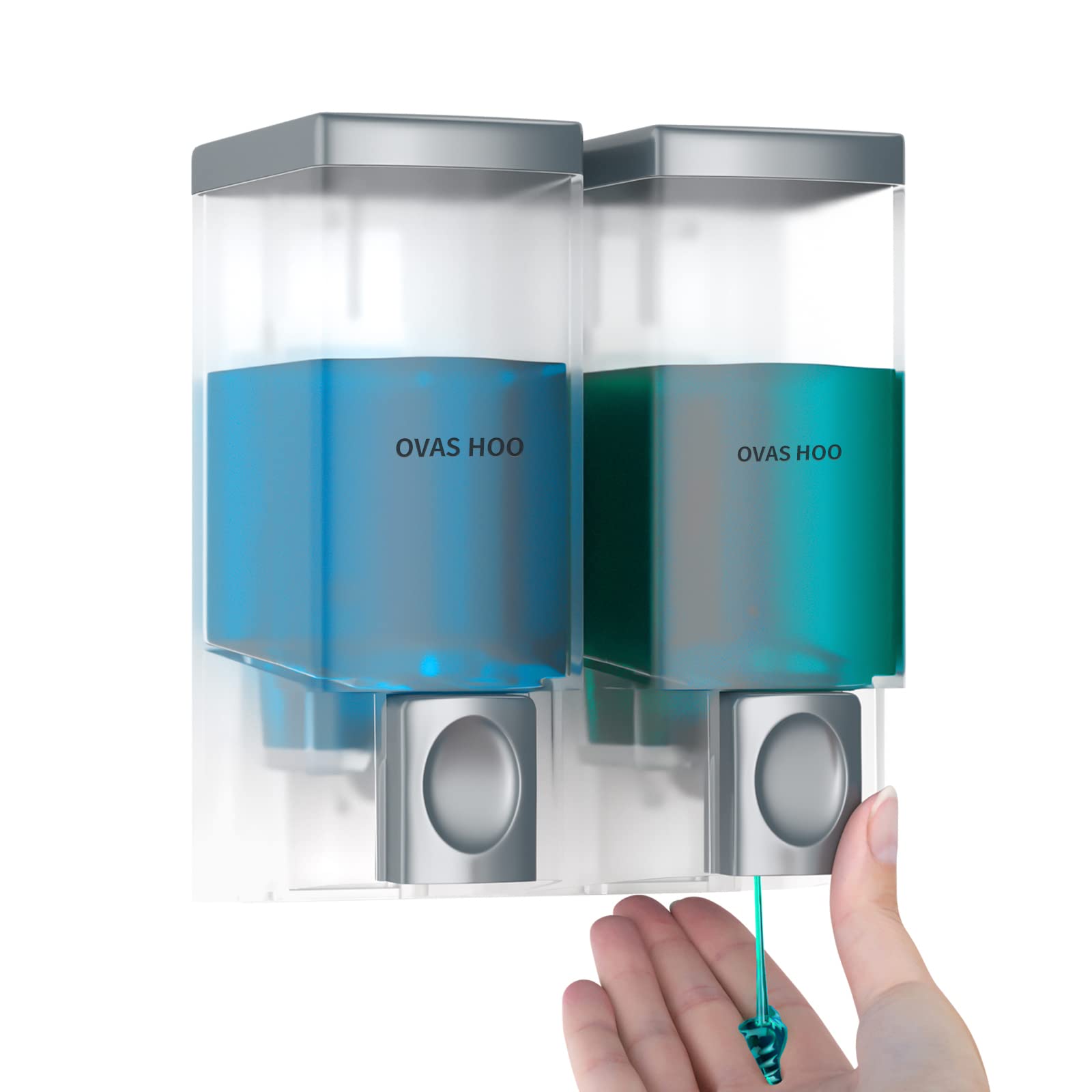 OVAS HOOWall-Mounted Shampoo and Soap Dispenser - 260ml Capacity, Easy Pump Design, Space-Saving, Eco-Friendly, and Hygienic Bathroom Accessory for Home and Office (Grey)