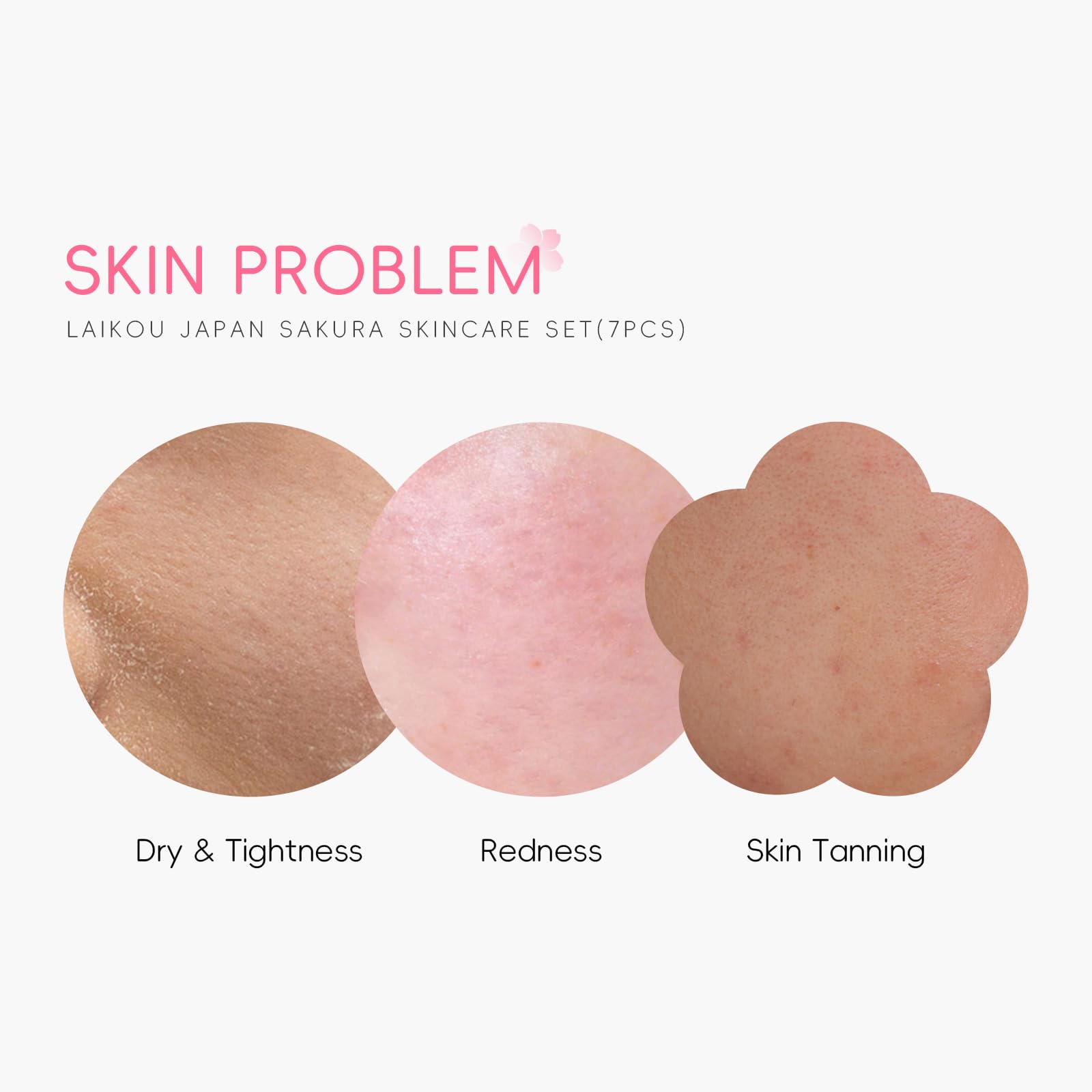 LAIKOU Skincare Set, Sakura Skin Care Sets & Kits, Cleanser, Mud Mask, Toner, Serum, Eye Cream, Face Cream, Sunscreen - Image 3