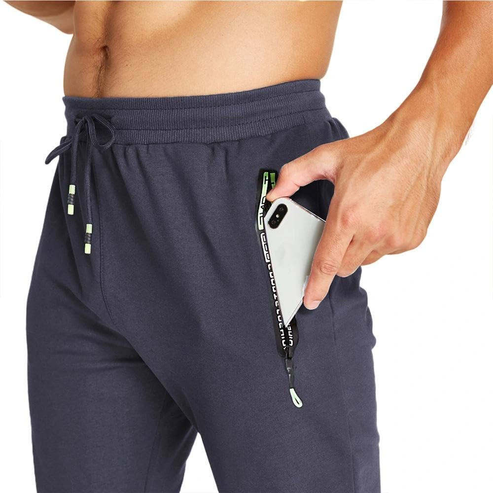 ZOXOZ Pantaloni Sportivi Uomo Cotone con Tasche Zip Elastico in Vita con Coulisse