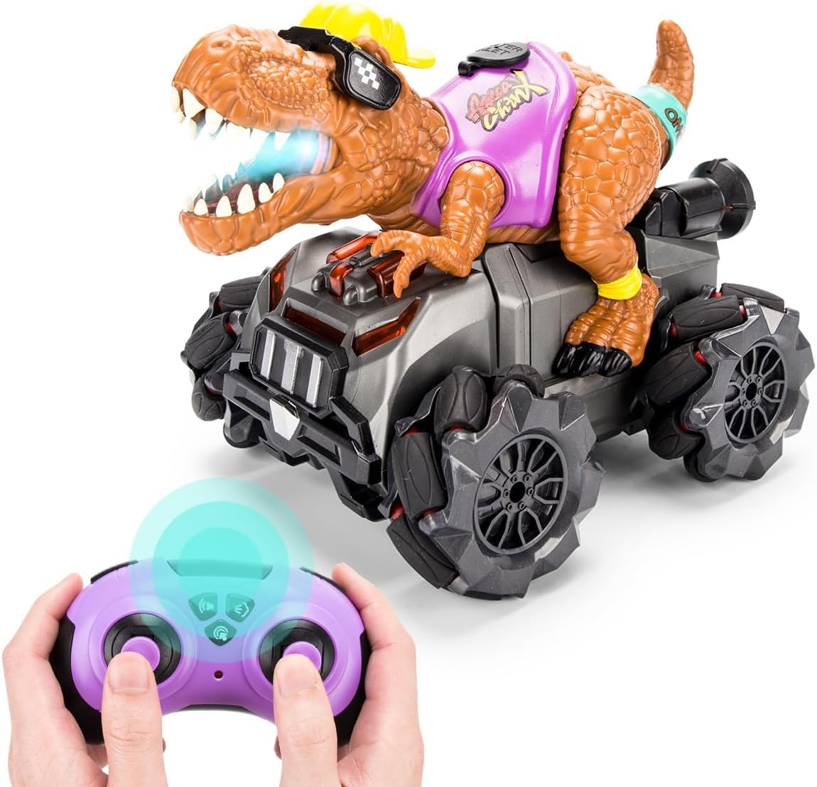 AquaFalcon Remote Control Dinosaur Car with Light Music Spray, Rechargeable Monster Dino Truck Car,Electric Hobby Rc Car Toys for Boys 3 4 5 4-7 8-12 Year Old, Christmas Birthday for Kids