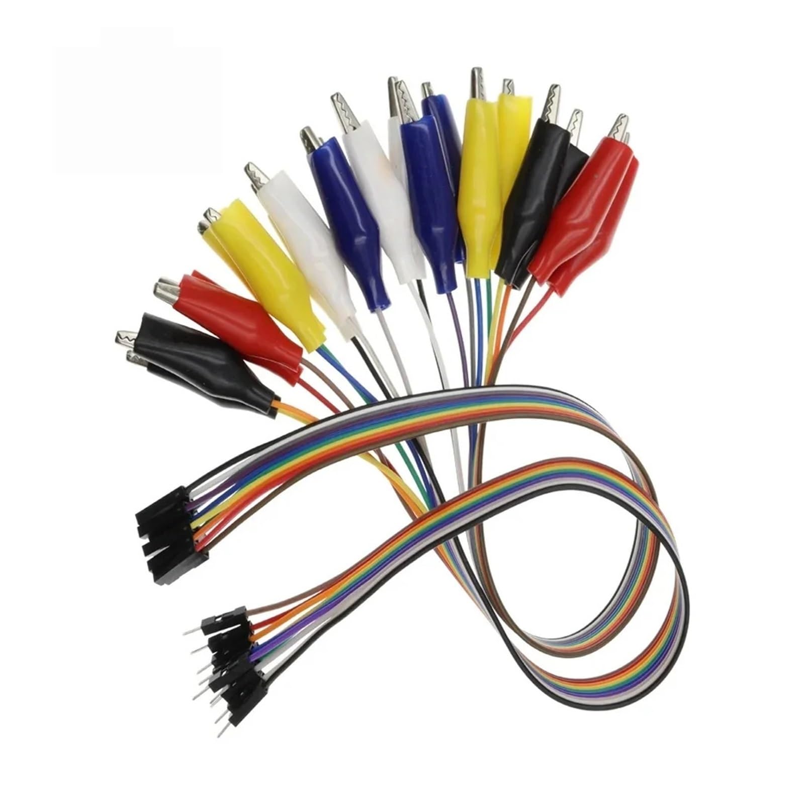 Farbiger Dupont-Draht mit Krokodilklemmen, männlich/weiblich | Testen Sie Kabel mit Dupont-Steckern und Krokodilklemmen. Zur einfachen Identifizierung farbig.(20CM-Male,5 PCS)