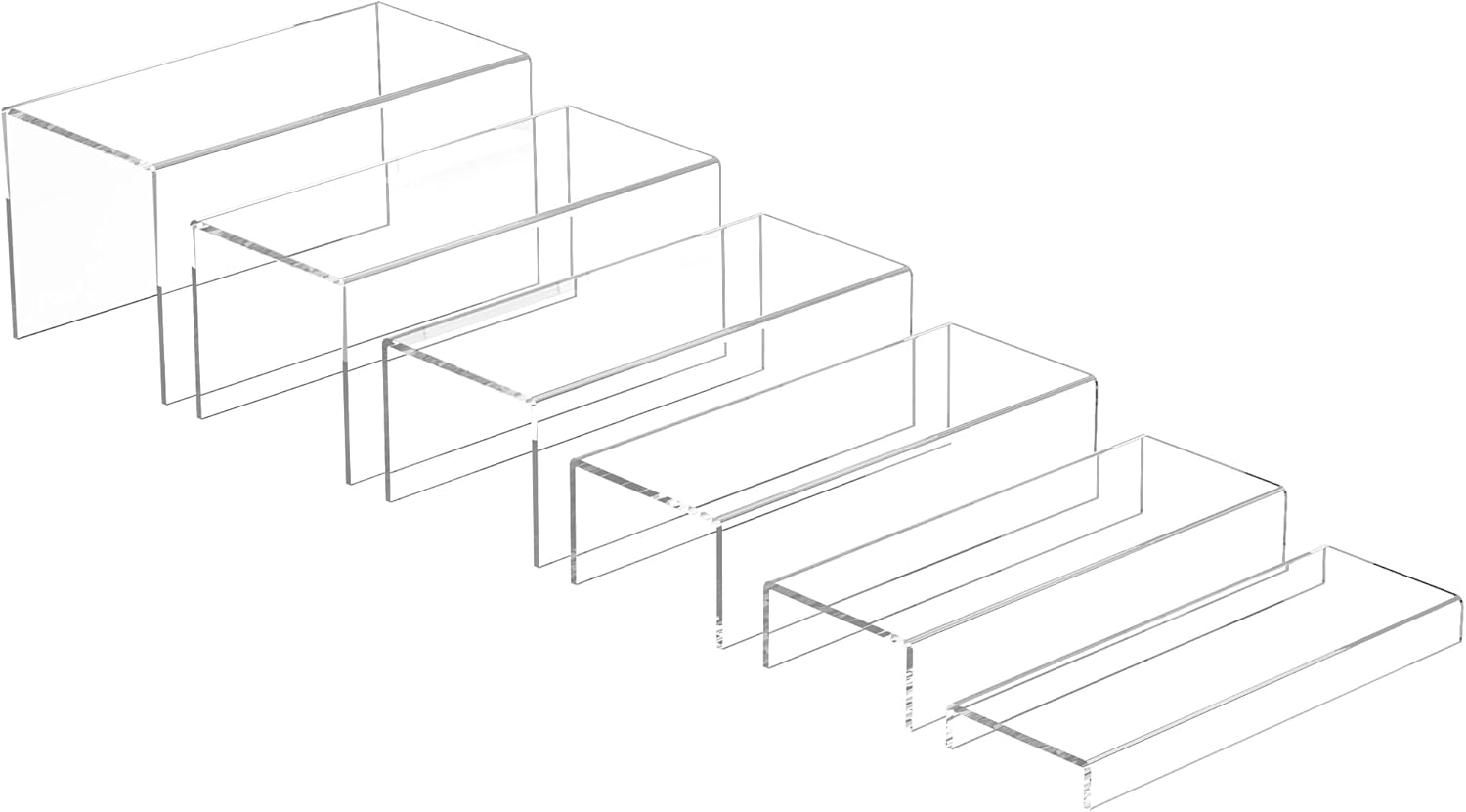 Rectangular Acrylic Display Risers 6pcs, Clear Display Storage Stands, Acrylic Display for Funko Pop Figure, Desserts, Cupcake, Toys, Collectibles, Merchandises- 12-1”, 2”, 3”, 4”, 5”, 6” Rectangular Acrylic Display Risers 6pcs, Clear Display Storage Stands, Acrylic Display for Funko Pop Figure, Desserts, Cupcake, Toys, Collectibles, Merchandises- 12-1”, 2”, 3”, 4”, 5”, 6”