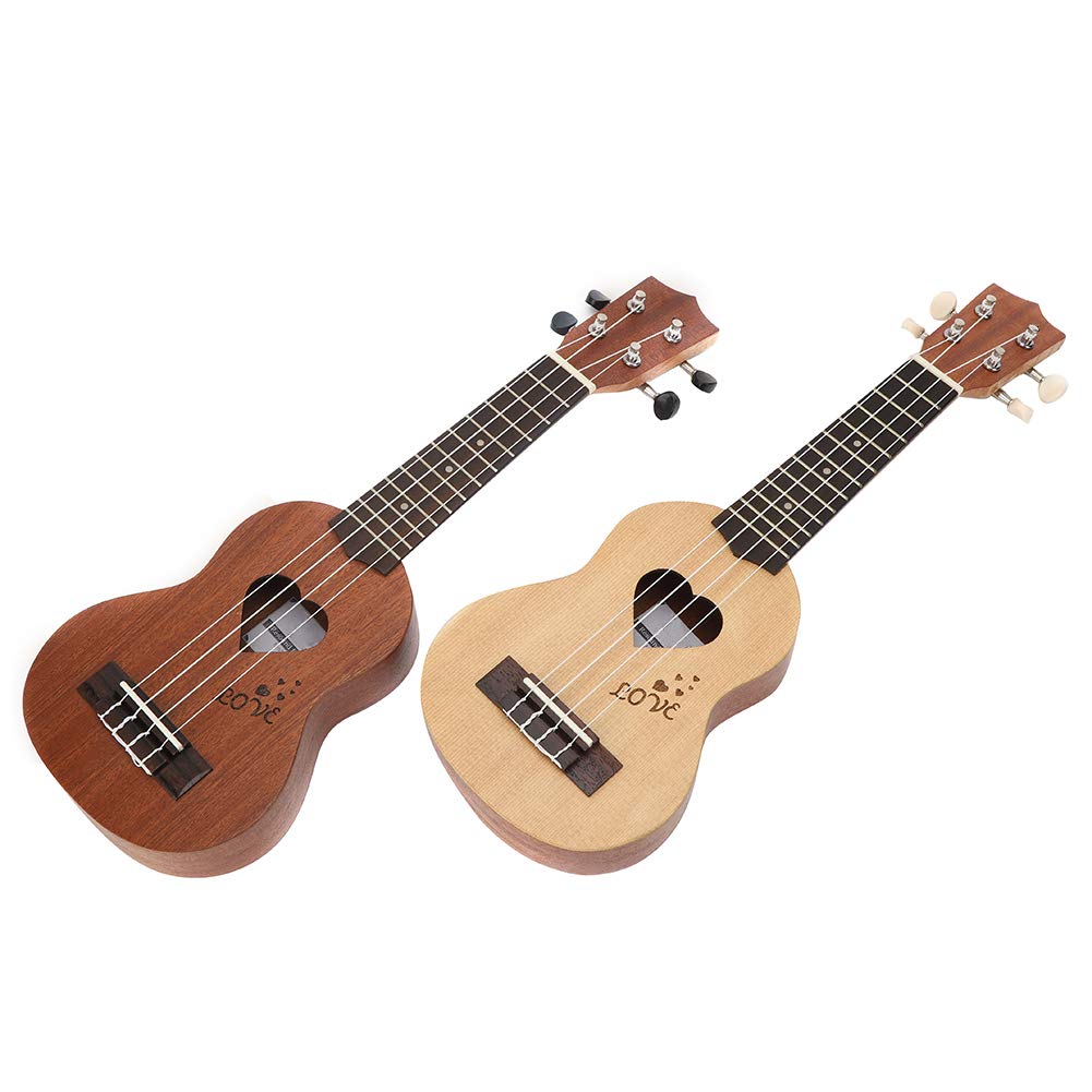 Ukulele da 2 Pezzi per Coppie, 1 Paio di Ukulele da 17 Pollici con Parte Superiore in Abete e Piastra Posteriore in Sapele con Custodia per il Trasporto per Amanti Adulti Bambini