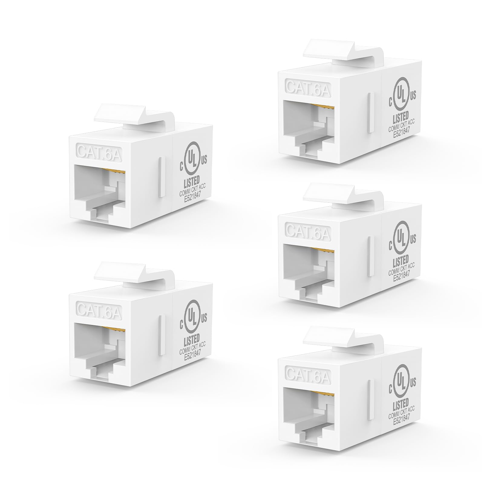 Photo 1 of VCE CAT6A Keystone Coupler PoE, White, 5-Pack