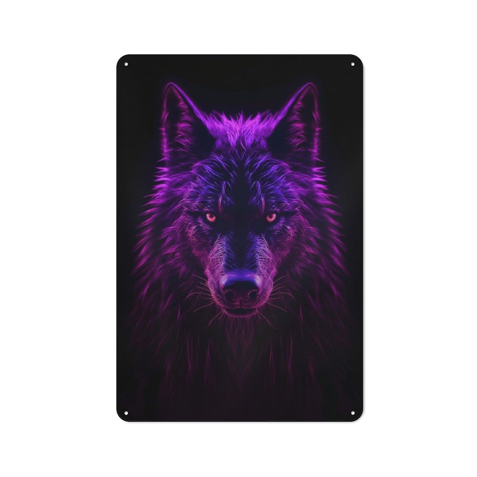 Junmoney Style-5 Wolf Magenta Neon Rustic Metal Sign 30X20cm For Garden Room Or Summerhouse, For Themed Interiors In Garden Rooms And Summerhouses