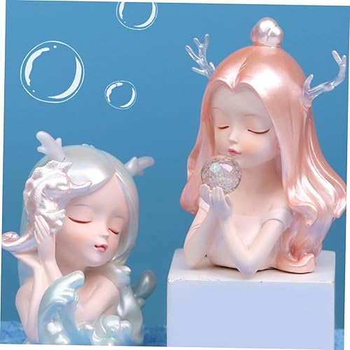 Miniatura 6 de Toddmomy Adorno de niña del océano, decoración de princesa, decoración de sirena, modelo, estatua, niña, escultura, sirena, retrato, estatuilla,