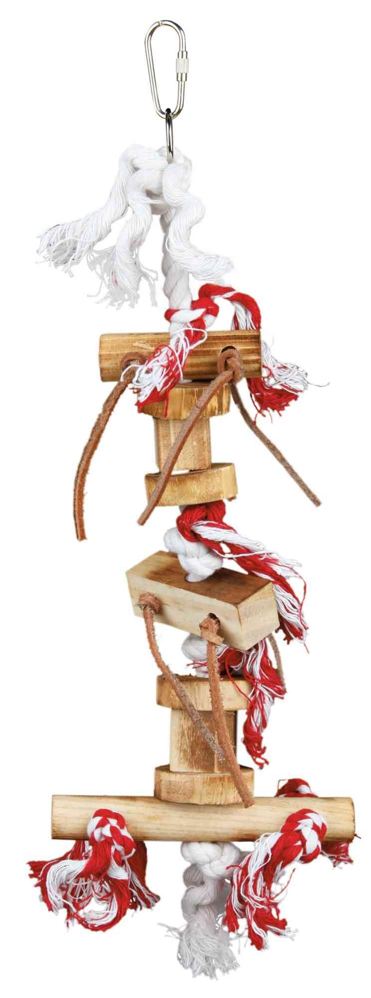 Trixie Wooden Toy with Leather Ribbon, 35 cm, Pack of 4