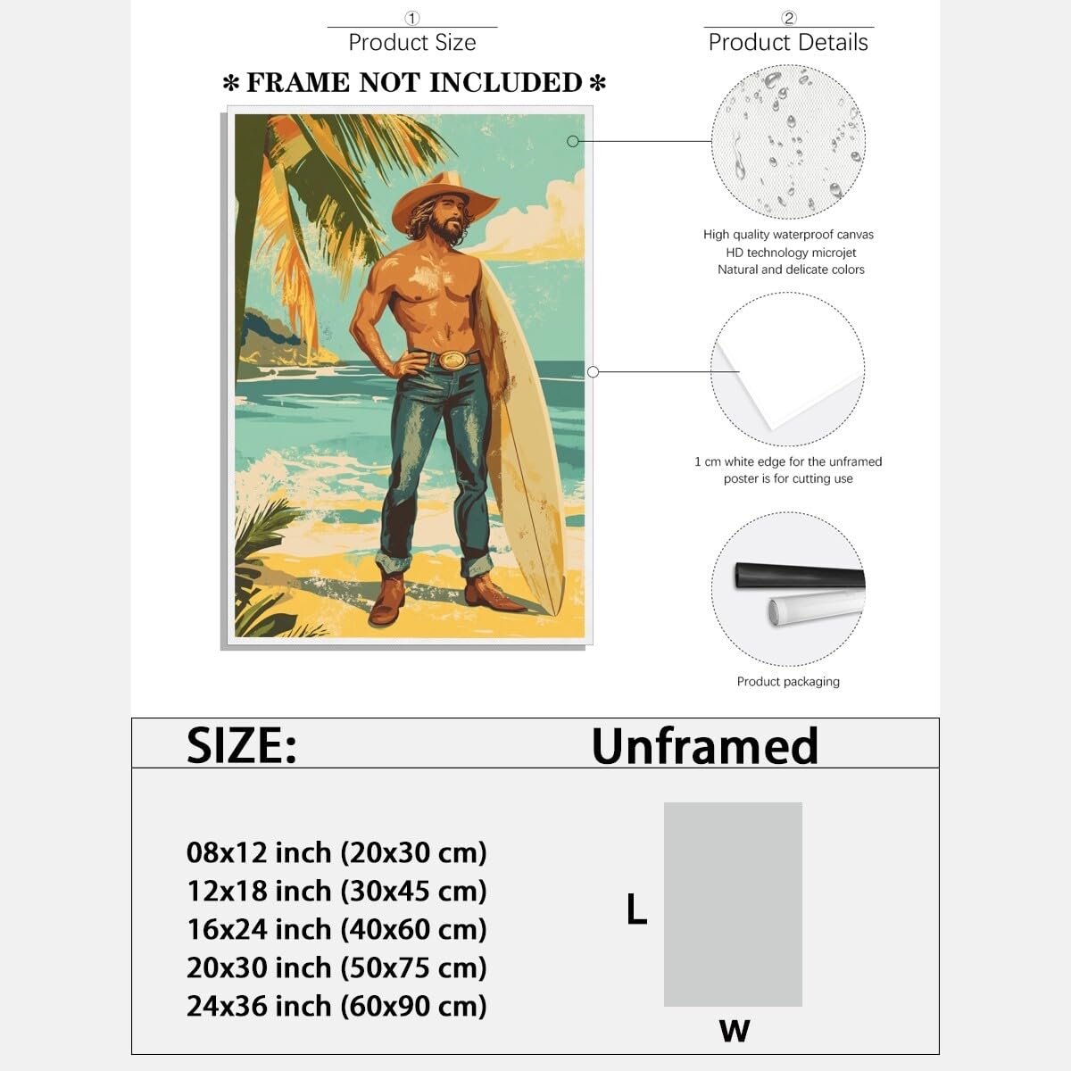Amazon.com: Vintage Surf Beach Canvas Poster Retro Surfing Cowboy