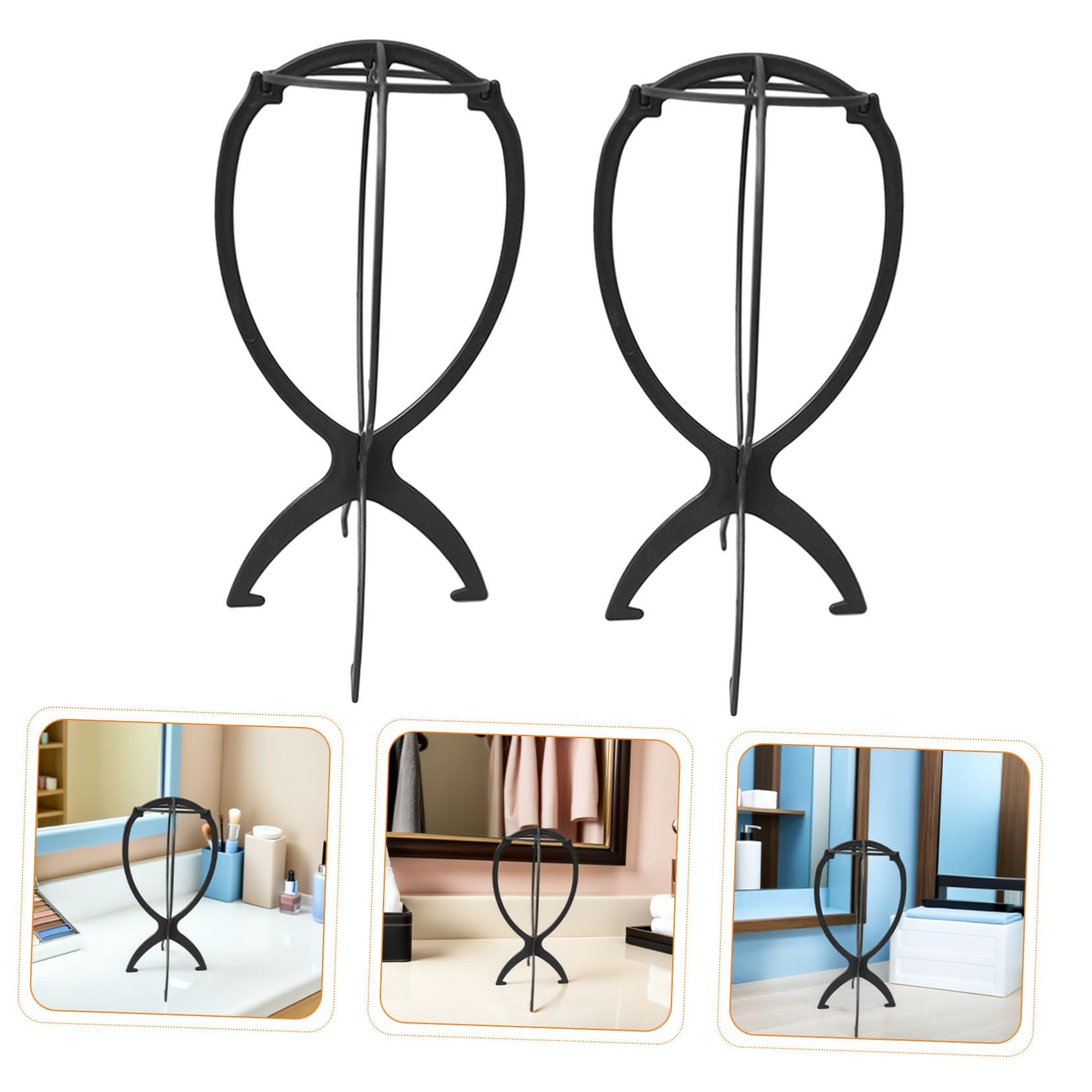 FRCOLOR Soporte para Pelucas de Pp Negro, Pack de 10 Piezas