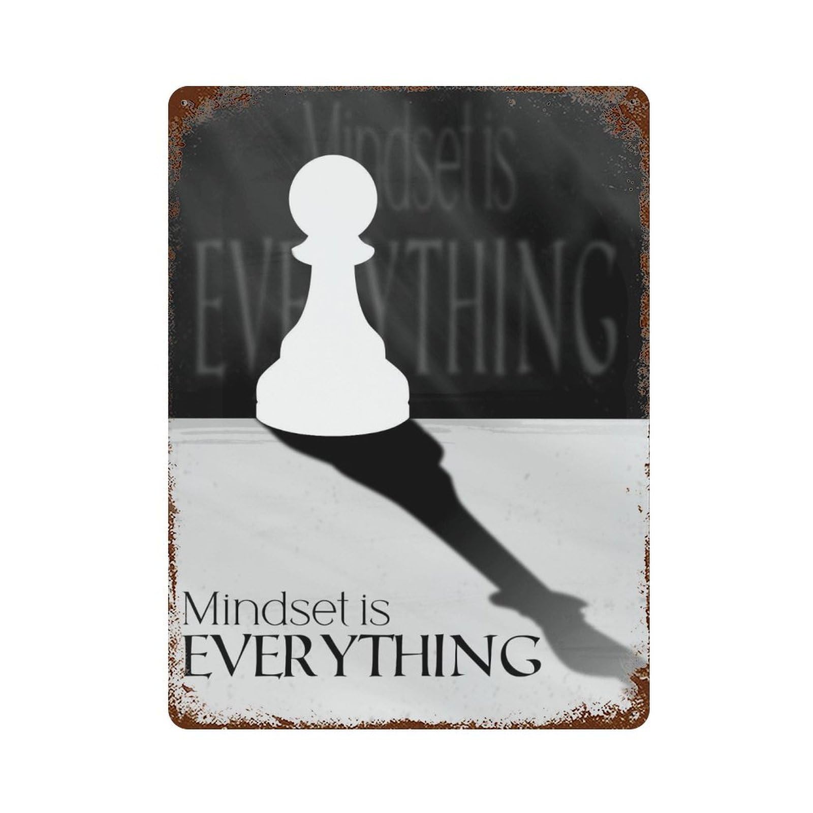 xiaoxiaoshen Mindset Is Everything Business Motivation Poster, Black And White Minimalist Art Wall Decor Art Metal Tin Poster Modern Home Decor Art Home Bar Shop Decorations Vintage Sign 40x30cm