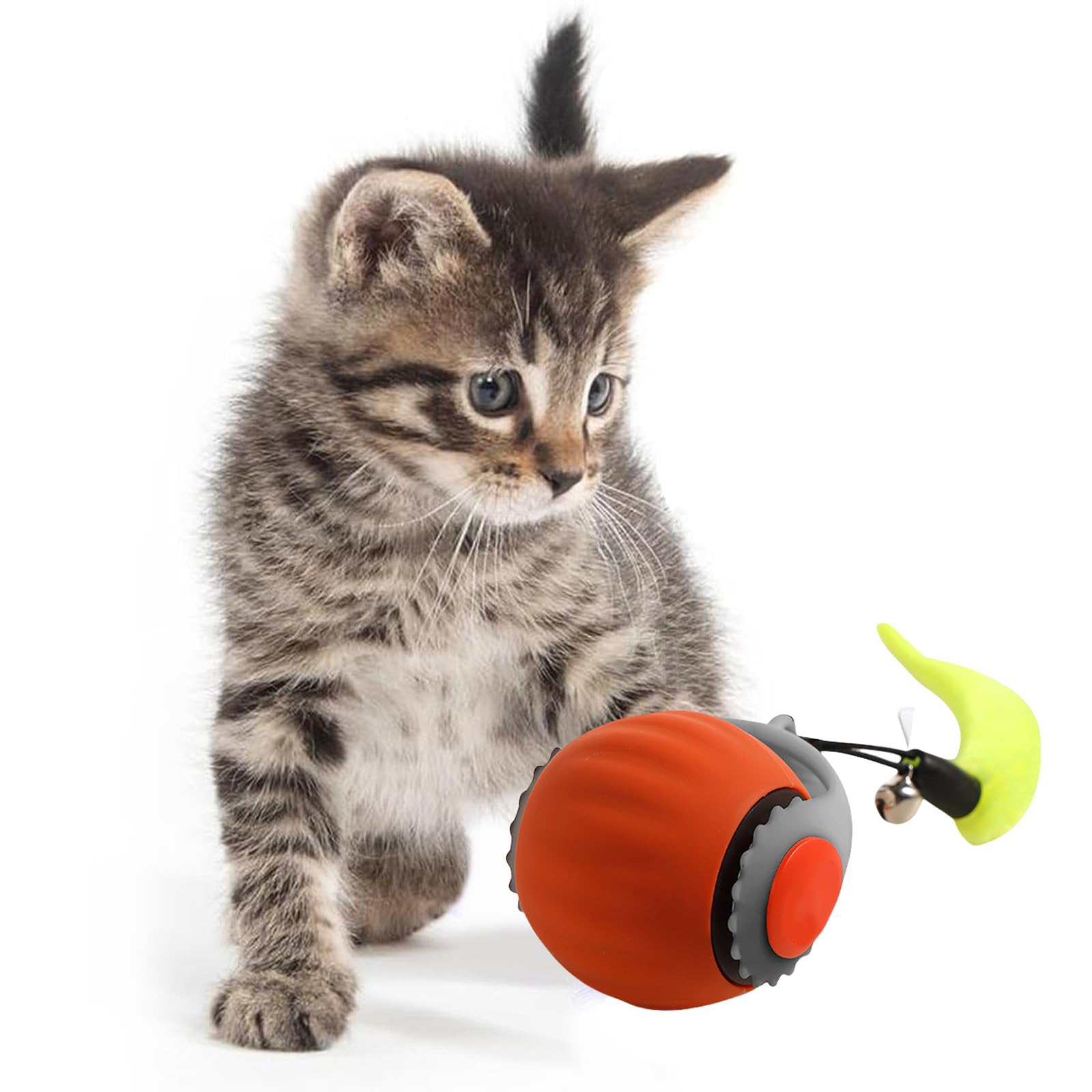 SUJAHHUJIQ Pelota de juguete interactiva para gatos, juguetes eléctricos automáticos para gatos de interior, 2 modos, movimiento irregular, juguetes para gatos de interior, adultos, todos los pisos y